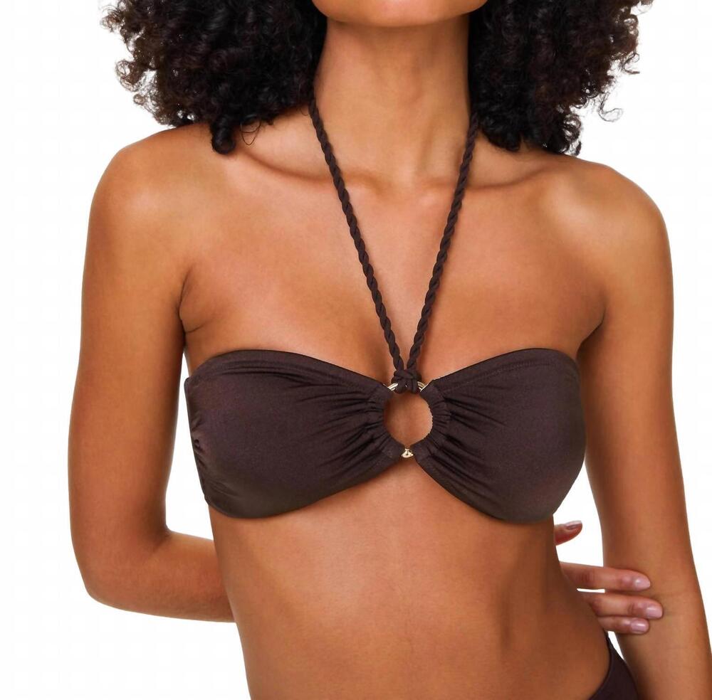 NEW HEIDI KLEIN women's coco palm ring bandeau top in brown